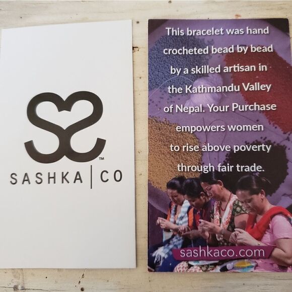 Sashka bracelet, original size, 7" OSFM, purple, clear, white stripe - Picture 2 of 2